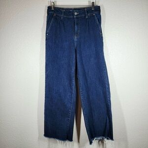 Oat New York Dark Was Wide Leg Raw Hem Jeans Size 8/29